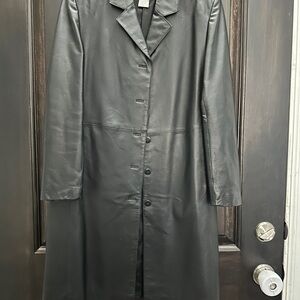 Clio Black Leather Long Jacket